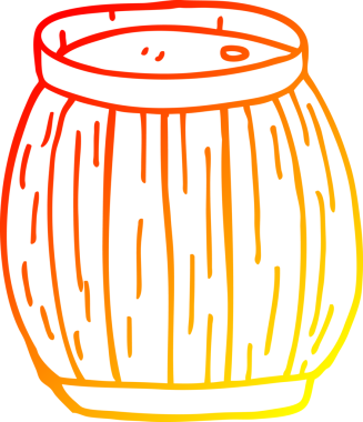 Bir insan tarafından çizilmiş çizgi film fıçısının sıcak gradyan çizgisi.