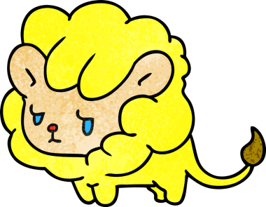 desenli çizgi film çizimi kawaii sevimli aslan yavrusu bir insan tarafından çizilmiş.