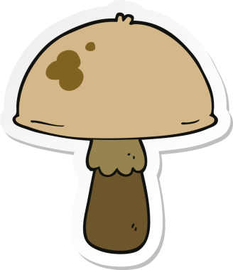 Bir insan tarafından çizilmiş karikatür mantarı çıkartması.