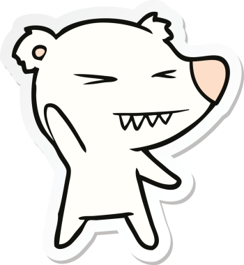 Bir insan tarafından çizilmiş kızgın bir kutup ayısının çıkartması.