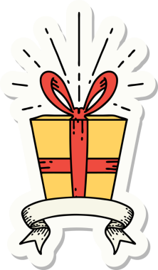 Bir insan tarafından çizilmiş dövme stili Noel hediyesi.