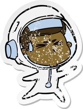 Bir insan tarafından çizilmiş stresli astronot karikatürü.