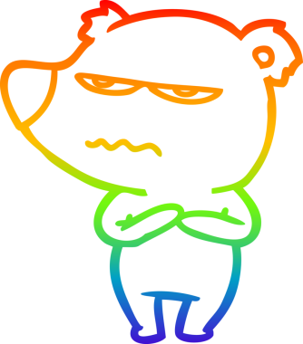 Bir insan tarafından çizilmiş kızgın ayı karikatürünün gökkuşağı gradyanı