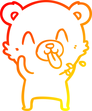 Bir insanın çizdiği dilden çıkan kaba bir kutup ayısının sıcak çizgi çizimi.