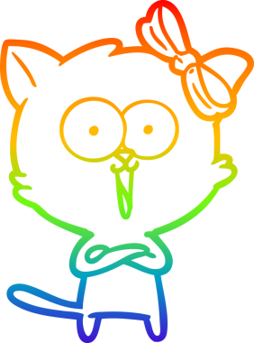 gökkuşağı gradyanı çizimi bir insan tarafından çizilmiş çizgi film kedisi