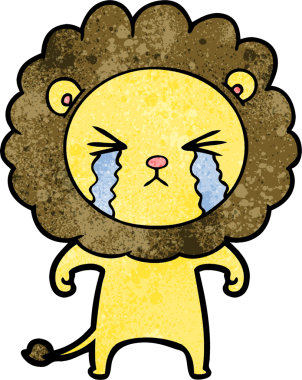 Bir insan tarafından çizilmiş ağlayan bir aslan.