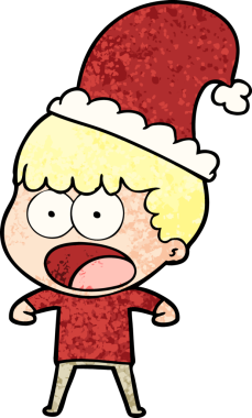 Bir insan tarafından çizilmiş, Xmas şapkalı adam şok oldu.