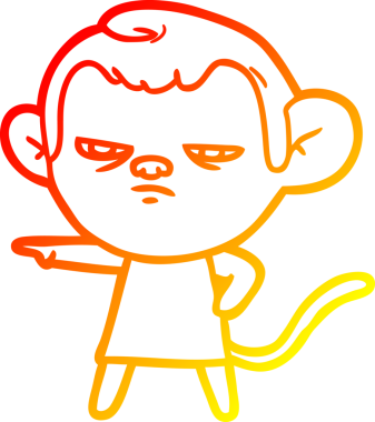 Bir insan tarafından çizilmiş çizgi film maymunu çizimi