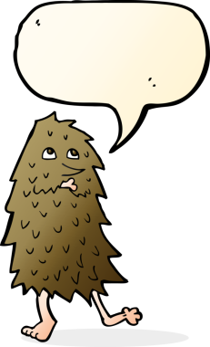 Bir insan tarafından çizilmiş konuşma balonlu çizgi film canavarı.