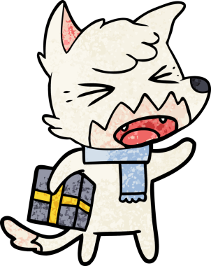 Bir insan tarafından çizilmiş kızgın çizgi film tilkisi.