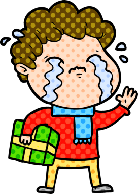 Bir insan tarafından çizilmiş ağlayan çizgi film adamı.