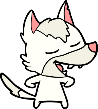 Bir insan tarafından çizilmiş gülen bir kurt.