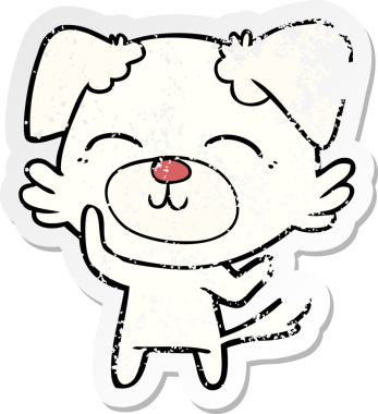 Bir insan tarafından çizilmiş bir karikatür köpeğinin sıkıntılı çıkartması.