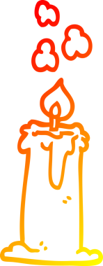 Bir insan tarafından çizilmiş karikatür yanan bir mumun sıcak çizgi çizimi