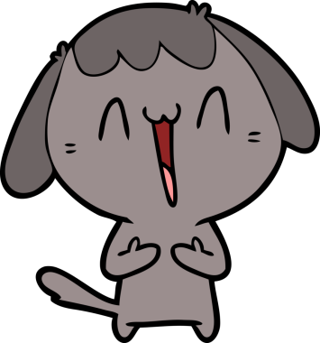 Bir insan tarafından çizilmiş şirin bir çizgi film köpeği.