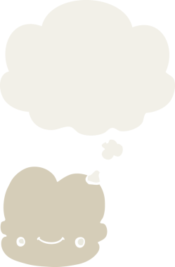 Düşünce baloncuğu olan karikatür bulutu insan tarafından çizilmiş.