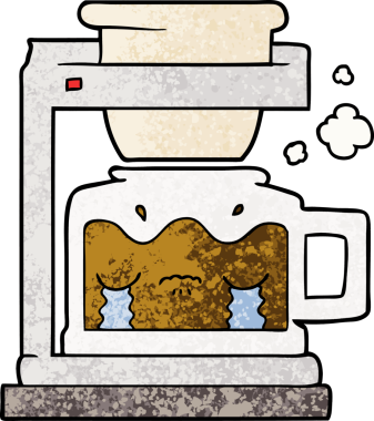 çizgi film ağlama filtresi bir insan tarafından çizilmiş kahve makinesi