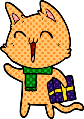 Bir insan tarafından çizilmiş mutlu bir çizgi film kedisi.