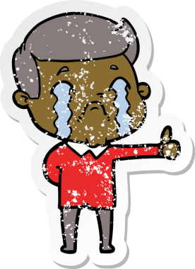 Bir insan tarafından çizilmiş ağlayan bir karikatürcünün sıkıntılı çıkartması.