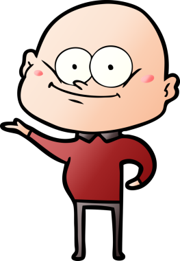 Bir insan tarafından çizilmiş kel bir adam.