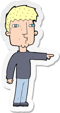 Bir insan tarafından çizilmiş çizgi film karakterinin çıkartması.