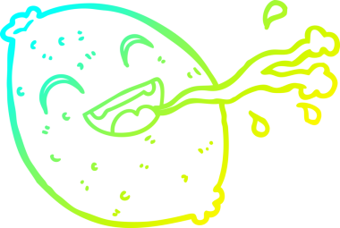 Bir insan tarafından çizilmiş limon fışkırtan bir karikatür çizimi.