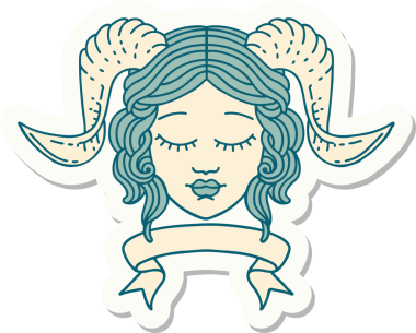 Bir insan tarafından çizilmiş parşömen pankartıyla bağlanmış karakter yüzü etiketi