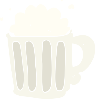 Bir insan tarafından çizilen biranın düz renk çizimi