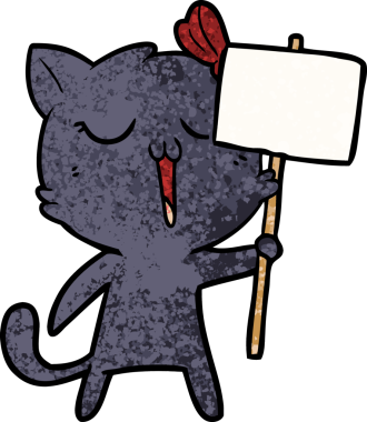 Bir insan tarafından çizilmiş çizgi film kedisi.