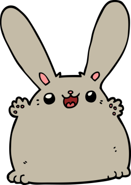 Bir insan tarafından çizilmiş çizgi film tavşanı