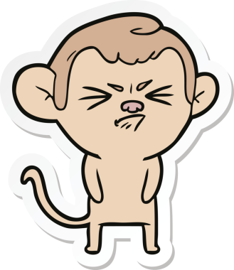 Bir insan tarafından çizilmiş sinir bozucu bir maymunun çıkartması.