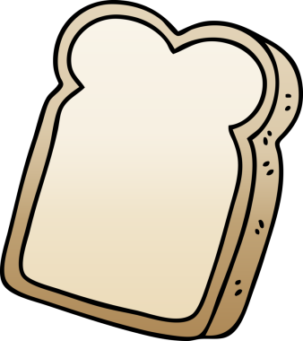 bir insan tarafından çizilmiş gölgeli bir ekmek dilimi.