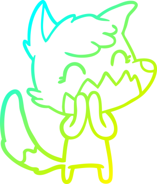 Bir insan tarafından çizilmiş mutlu bir tilkinin soğuk çizgi çizimi.