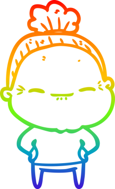 Gökkuşağı gradyan çizimi bir insan tarafından çizilmiş barışçıl yaşlı bir kadının çizimi