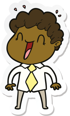 Bir insan tarafından çizilmiş mutlu bir adamın çıkartması.