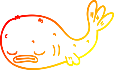 Bir insan tarafından çizilmiş karikatür balığının sıcak çizgi çizimi