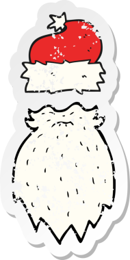 Bir insanın çizdiği Noel Baba şapkası ve sakalının gerilemiş retro yapıştırması.