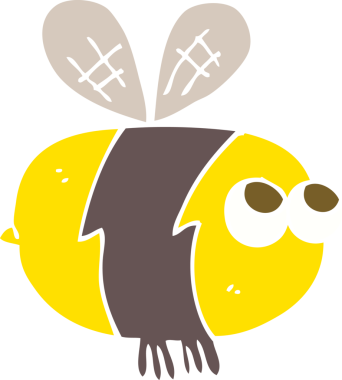 Bir insan tarafından çizilen arıların düz renk çizimi