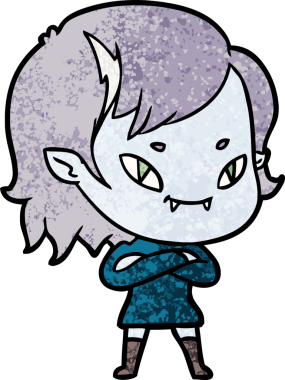 Bir insan tarafından çizilmiş çizgi film dostu vampir kız.