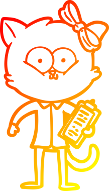 Bir insan tarafından çizilmiş çizgi film kedisinin sıcak çizgi çizimi