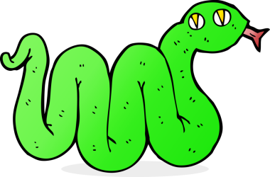 Bir insan tarafından çizilmiş komik çizgi film yılanı.