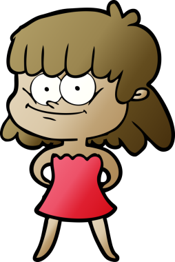 Bir insan tarafından çizilmiş gülümseyen bir kadın.