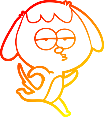 Bir insan tarafından çizilen ve sıkılan bir köpeğin sıcak çizgi çizimi