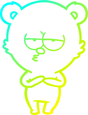 Sıkılmış bir ayı karikatürünün insan tarafından çizilmiş soğuk gradyan çizgisi