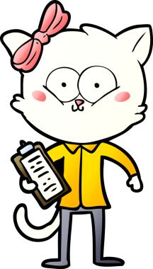 Bir insan tarafından çizilmiş çizgi film kedisi.