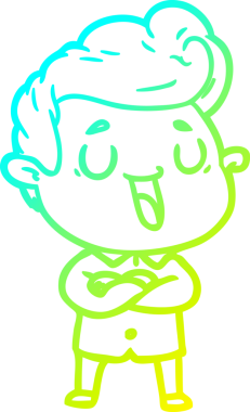 Bir insan tarafından çizilmiş mutlu bir çizgi film karakteri çizimi.