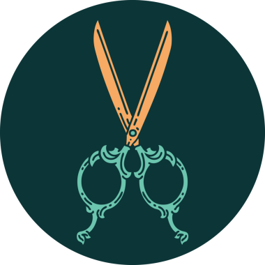 Bir insan tarafından çizilmiş berber makasının ikonik dövme şekli