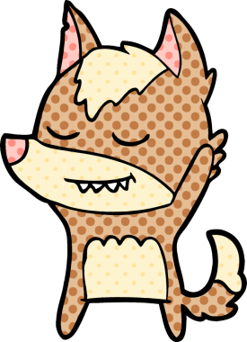 Bir insan tarafından çizilmiş dost canlısı bir kurt.