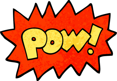 grunge desenli karikatür pow sembolü bir insan tarafından çizilmiş.