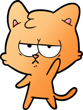 Bir insan tarafından çizilmiş sıkıcı çizgi film kedisi.